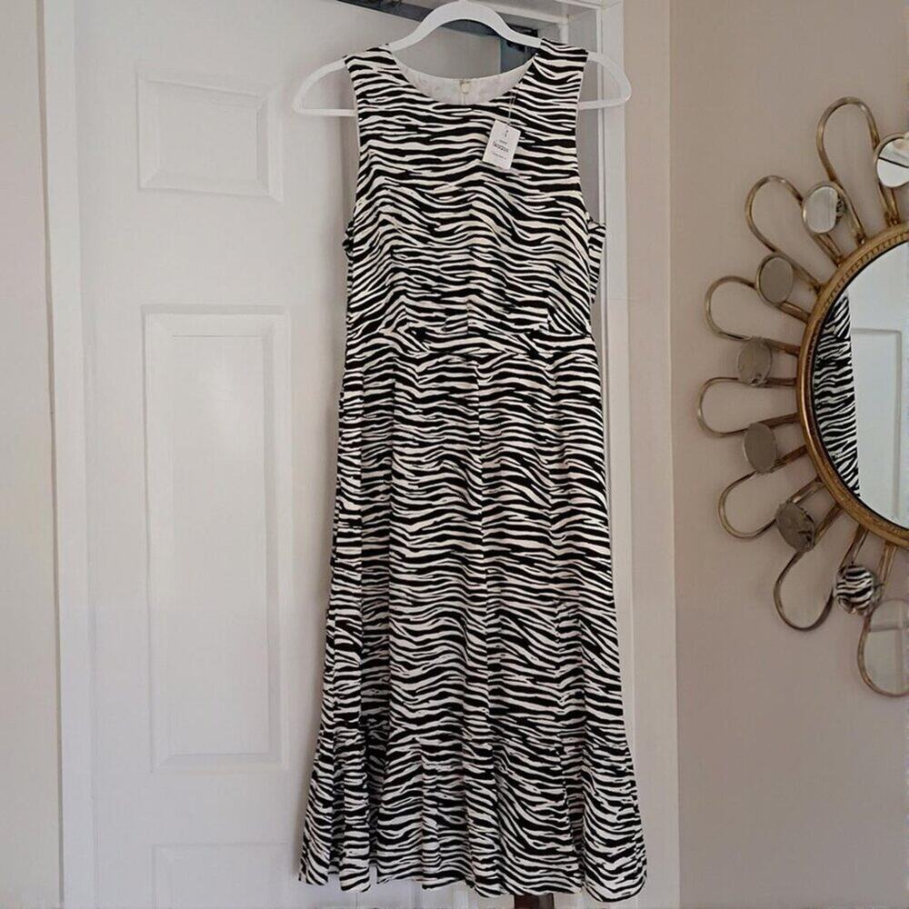 J. Crew Tiered Midi Dress Zebra Print 4 NWT - Picture 3 of 11